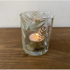 Fyrfadsglas,,Guld Motiv (8x10 cm) - Kjærs Brugskunst