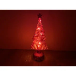 Glas juletræ, antik rød m, LED (lille) - Kjærs Brugskunst