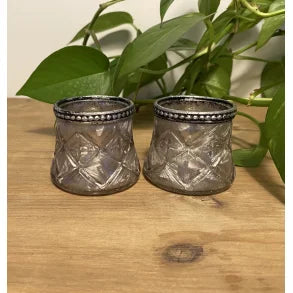 Ivy fyrfadsglas, perlemor/sand, 2 stk - Kjærs Brugskunst